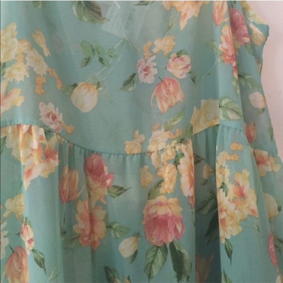 Sheer Floral Ruffle Bottom Dress - Picture 3 of 3